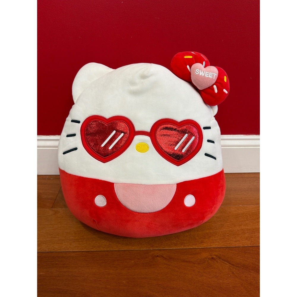 Squishmallows Hello Kitty Plush Unisex‎ Red Heart Sunglasses Sweet Bow